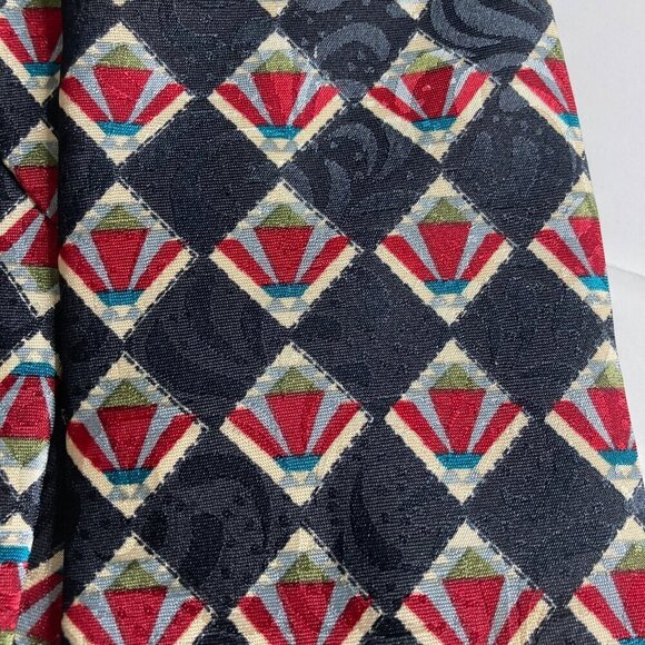 Christian Dior‎ Monsieur Geometric Tie Black Maroon Blue Made in USA - Picture 2 of 7